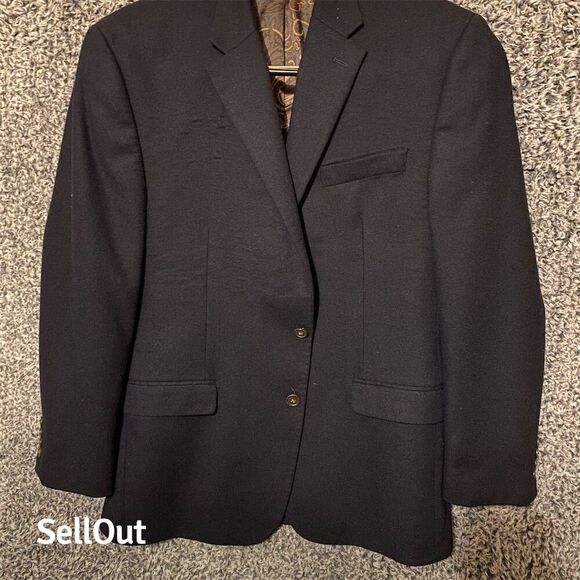 Lauren Ralph Lauren Men's Black Wool Cashmere Blazer Sport Coat L - Picture 1 of 10